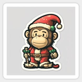 Christmas Monkey Elf Sticker